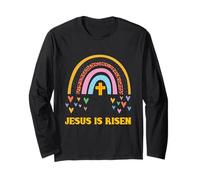 Jésus est ressuscité, Croix du Christ de Pâques chrétienne Boho Rainbow Manche Longue