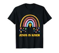 Jésus est ressuscité, Croix du Christ de Pâques chrétienne Boho Rainbow T-Shirt