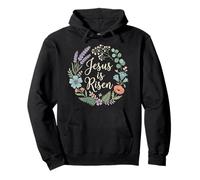 Jésus est ressuscité - Écriture Religieuse chrétienne de Pâques - Motif Floral Sweat à Capuche