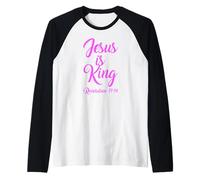 Jésus est Roi Apocalypse 17:14 Scripture God Pink Bible Girl Manche Raglan