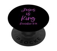 Jésus est Roi Apocalypse 17:14 Scripture God Pink Bible Girl PopSockets PopGrip Adhésif