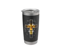 Jésus est Roi Croix Lion de Juda Bible Chrétien Gobelet isotherme en acier inoxydable double paroi