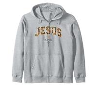 Jésus est Roi Foi chrétienne Croix Florale Religieuse œuvre d'art Sweat à Capuche