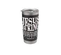 Jésus est roi Foi chrétienne Verset biblique Apocalypse 17:14 Gobelet isotherme en acier inoxydable double paroi
