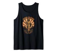 Jésus est Roi, Motif rétro Christ Forest Sunburst Débardeur
