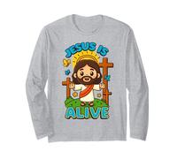 Jésus est Vivant, Joli Tableau chrétien de Pâques Kawaii, il est ressuscité Manche Longue