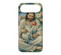Jésus et Chaton avec Rose Rouge Art impressionniste chrétien Coque pour iPhone Air