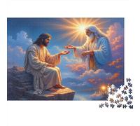 Jésus et Dieu Père 1000 Teile Puzzle 1000 Teile Hochwertiger Karton Für Gruppen Brain Training Stressabbau Entspannung Partyspiel Familienaktivität 38x26cm/1000pcs