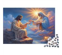 Jésus et Dieu Père Casse-tête 1000 Pièces avec Couleurs Éclatantes, Jeu De Puzzle Premium pour La Décompression Et La Décoration Murale, Cadeau d'anniversaire Parfait 38x26cm/1000pcs