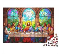 Jésus Et DisciplesRepas Scène Puzzle DIY 1000 Pièces Carton Extra-Épais pour Famille, Jeu Amusant Stimulant, Belle Décoration Murale, Cadeau D’Anniversaire Idéal 52x38cm/1000pcs