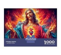 Jésus et Enfant 1000 Pièces Puzzle en Carton Recyclé avec Un Motif Complexe Et Captivant Sacré cœur Jésus pour La Relaxation Et pour Embellir Un Mur avec Originalité 52x38cm/1000pcs