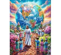 Jésus et la Terre 1000 Pièces Puzzle Adolescent en Carton Rigide Contes de fées Animaux et Plantes Difficulté Moyenne Activité Éducative Voyage Déplacement Cadeau Anniversaire Petit Prix 1000 PCS