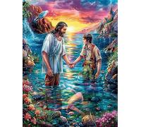 Jésus et Ses Disciples au Bord de la mer 300 Pieces Casse-tête Collectionneur en Carton sans Déformation Très Difficile Motif Complexe Décoration Murale Cadeau Noël Premium 300 PCS