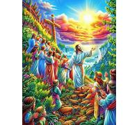 Jésus et Ses Disciples dans Le Jardin Fleuri 1000 Pièces Puzzle Collectionneur en Carton Haute Densité Épais Haute Difficulté Décoration Murale Oeuvre d'art Cadeau Noël Premium 1000 PCS