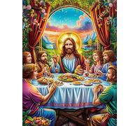 Jésus et Ses Disciples Lors de la Cène 500 Pieces Casse-tête Famille en Carton sans Déformation Haute Qualité Difficulté Moyenne Activité Familiale Anti-Stress Cadeau 500 PCS