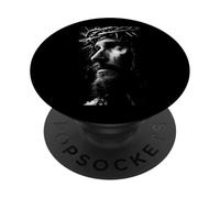 Jesus Face Crown of Thorns God Bible Christian Easter PopSockets PopGrip Adhésif