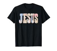 Jesus Faith Floral Patchwork Lettres T-Shirt