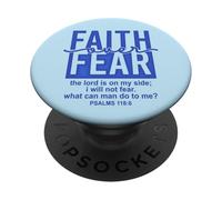 Jesus Faith Over Fear Blue Psalms 118:6 Christian Scripture PopSockets PopGrip Adhésif
