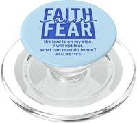 Jesus Faith Over Fear Blue Psalms 118:6 Christian Scripture PopSockets PopGrip pour MagSafe