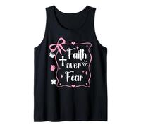 Jesus Faith Over Fear Pink Bow Christian Cross Psalms 118:6 Débardeur
