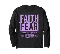 Jesus Faith Over Fear Purple Psalm 118:6 Christian Scripture Manche Longue