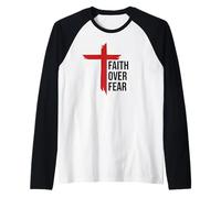 Jesus Faith Over Fear Red Christian Cross Bible Psalms 118:6 Manche Raglan