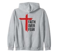 Jesus Faith Over Fear Red Christian Cross Bible Psalms 118:6 Sweat à Capuche
