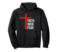Jesus Faith Over Fear Red Christian Cross Psalms 118:6 Bible Sweat à Capuche