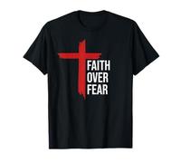 Jesus Faith Over Fear Red Christian Cross Psalms 118:6 Bible T-Shirt