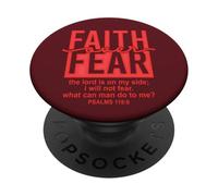 Jesus Faith Over Fear Red Psalms 118:6 Christian Scripture PopSockets PopGrip Adhésif
