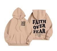 Jesus Faith Over Fear Sweats à capuche pour femme automne décontracté chrétien avec capuche pull vêtements Trust In The Lord Trendy Preppy Letter Graphic Pulls Thin Pray The Lord Religious Hooded