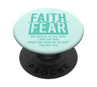 Jesus Faith Over Fear Teal Psalms 118:6 Christian Scripture PopSockets PopGrip Adhésif