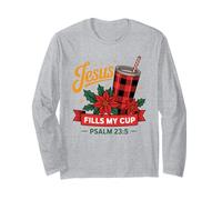 Jesus Fills My Cup Psalm 23:5 Positive Faith Quote Manche Longue