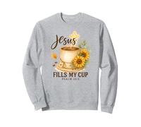 Jesus Fills My Cup Psalm 23:5 Watercolor Sunflower Sweatshirt