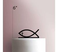 Jésus Fish - Décoration de gâteau en acrylique - 20,3 cm de large - Orange
