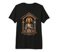 Jésus Floral Gothique Icône Catholique Art Dévotionnel T-Shirt Haut de Gamme