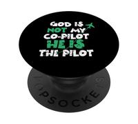 Jesus God is The Pilot Aviation Christian Faith PopSockets PopGrip Adhésif
