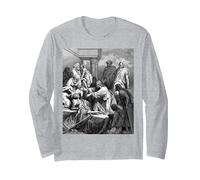 Jésus Guérissant Les Malades Gustave Dore Religieux Art Biblique Manche Longue, Unisexe pour Adultes, Gris Chiné, S
