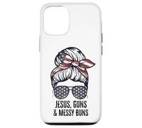 Jésus Guns and Messy Buns Flag Second Amendment chrétien Coque pour iPhone 12/12 Pro