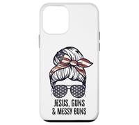 Jésus Guns and Messy Buns Flag Second Amendment chrétien Coque pour iPhone 12 Mini