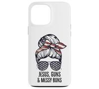 Jésus Guns and Messy Buns Flag Second Amendment chrétien Coque pour iPhone 13 Pro Max