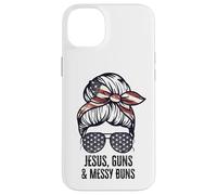Jésus Guns and Messy Buns Flag Second Amendment chrétien Coque pour iPhone 14 Plus