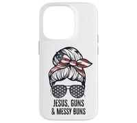 Jésus Guns and Messy Buns Flag Second Amendment chrétien Coque pour iPhone 14 Pro