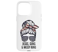 Jésus Guns and Messy Buns Flag Second Amendment chrétien Coque pour iPhone 15 Pro Max