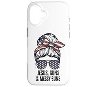 Jésus Guns and Messy Buns Flag Second Amendment chrétien Coque pour iPhone 16