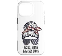 Jésus Guns and Messy Buns Flag Second Amendment chrétien Coque pour iPhone 16 Pro