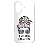 Jésus Guns and Messy Buns Flag Second Amendment chrétien Coque pour iPhone 17