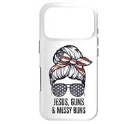 Jésus Guns and Messy Buns Flag Second Amendment chrétien Coque pour iPhone 17 Pro