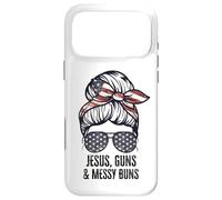 Jésus Guns and Messy Buns Flag Second Amendment chrétien Coque pour iPhone 17 Pro Max