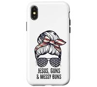 Jésus Guns and Messy Buns Flag Second Amendment chrétien Coque pour iPhone X/XS